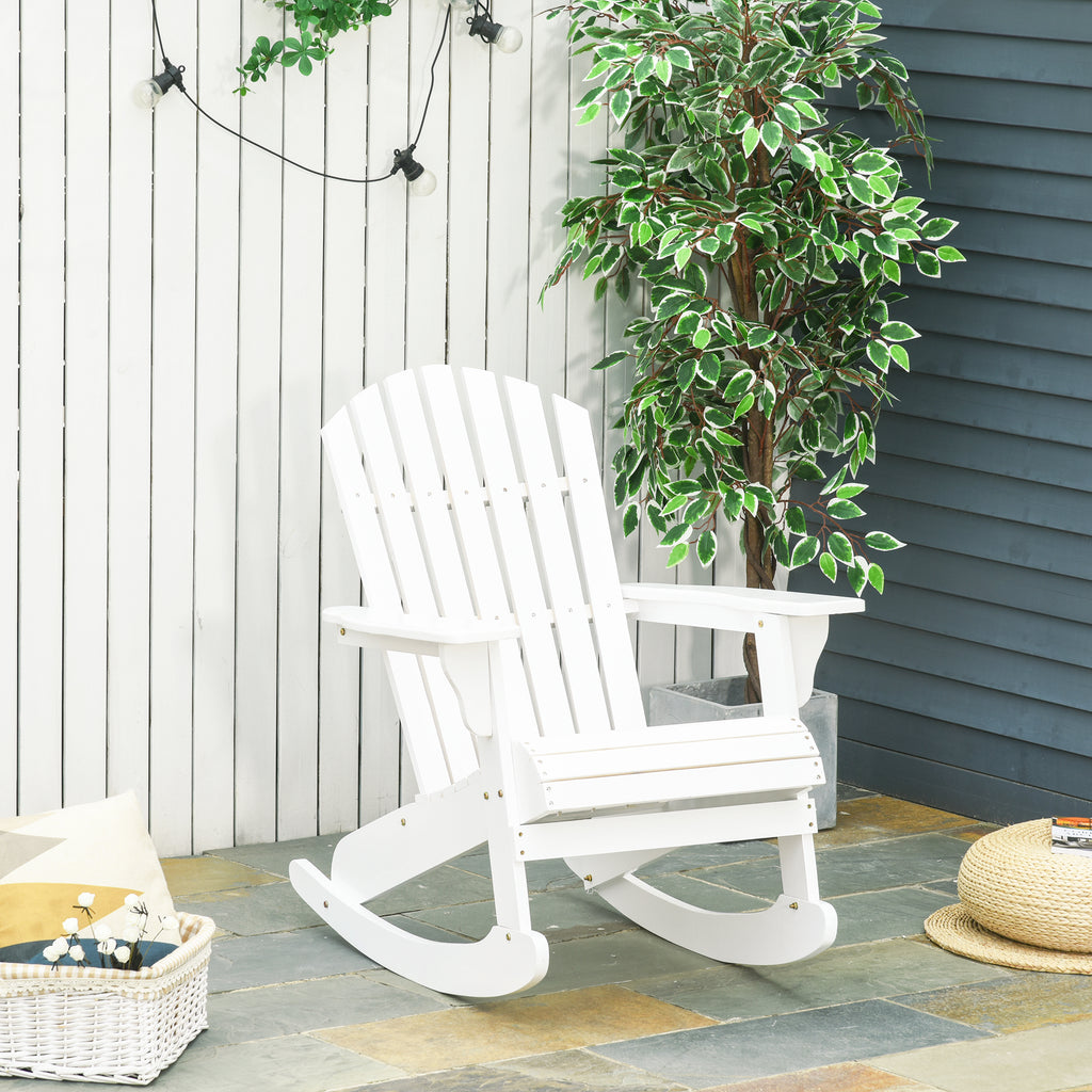 Chaise en bois Adirondack Rocking Lounge extérieur Chaise Fire Pit Siège avec lattes en bois