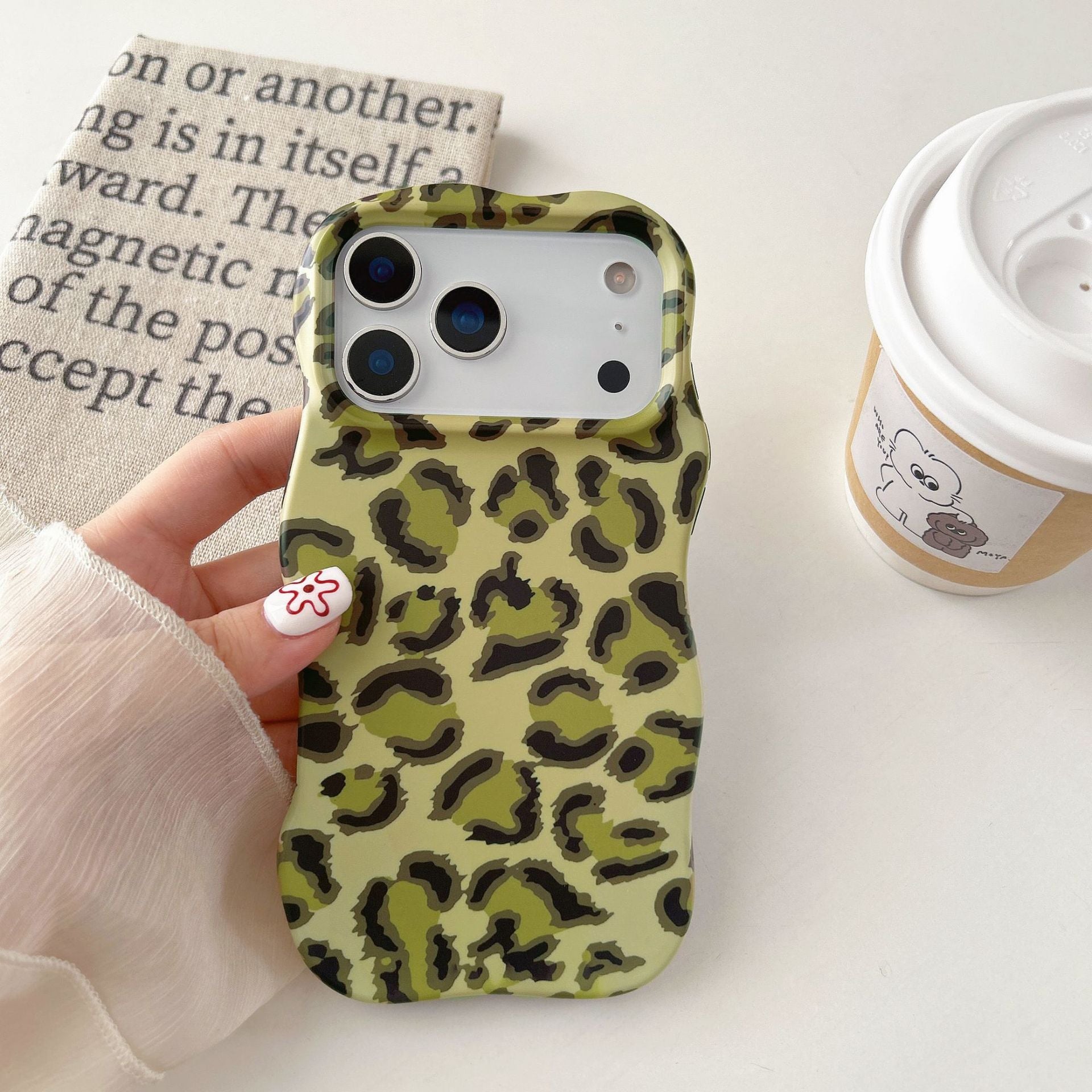 Contraste-couleur Leopard-print Dossier téléphonique Novel Et Niche
