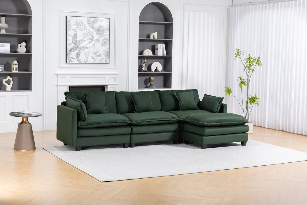 Moderne 3 places avec pouf 113,77" Canapé sectionnel avec oreillers de taille