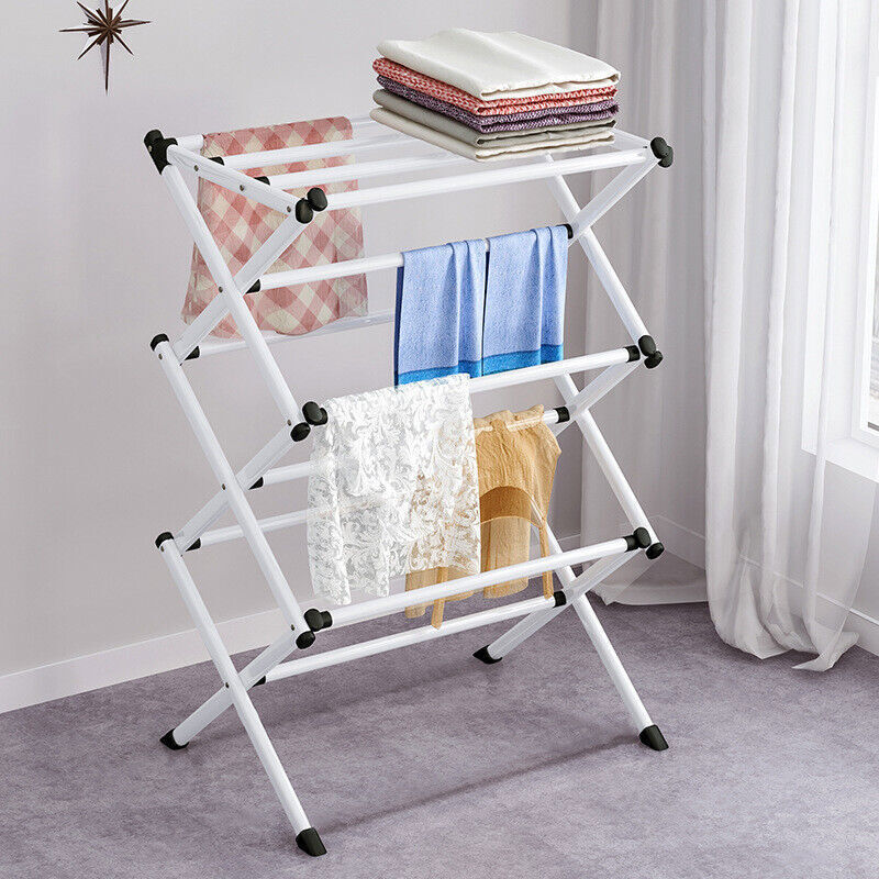 3 niveaux Vêtements Airer Séchoir métal Blanchisserie Cheval Sac de séchage Patio intérieur extérieur