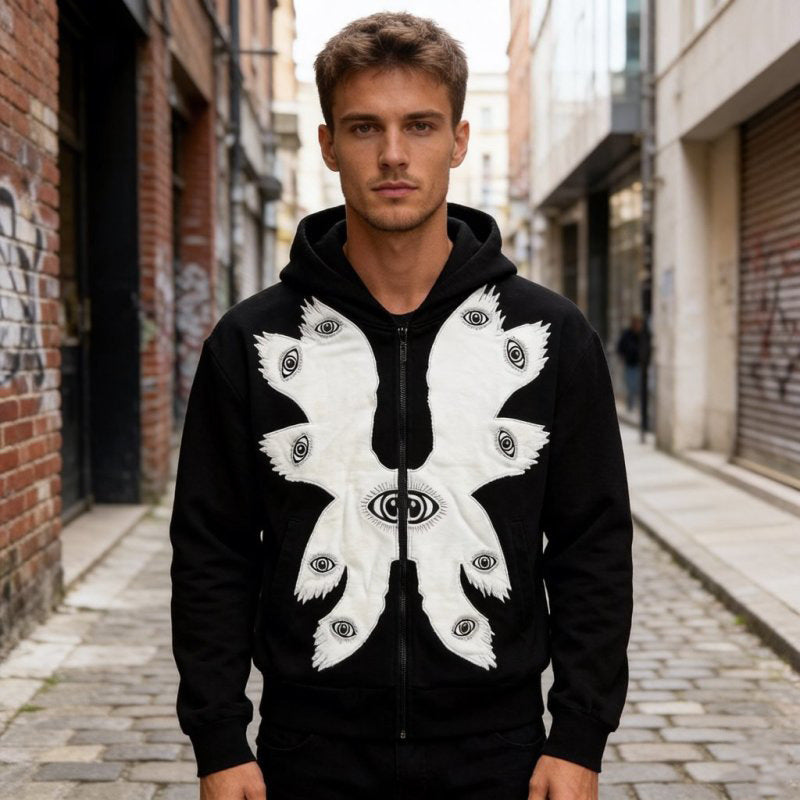 Sweatshirt à capuche à capuche avec veste imprimée à l'œil