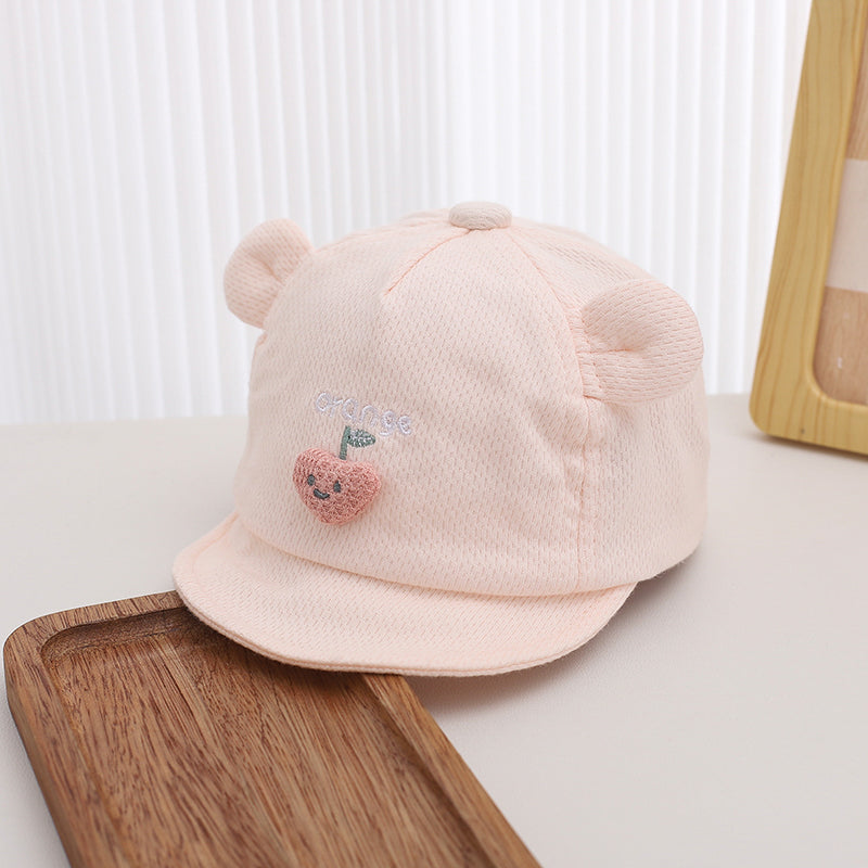 Printemps et été Mesh respirant bébé doux Brimmed Bow Cap lettres brodées Cute Cherr