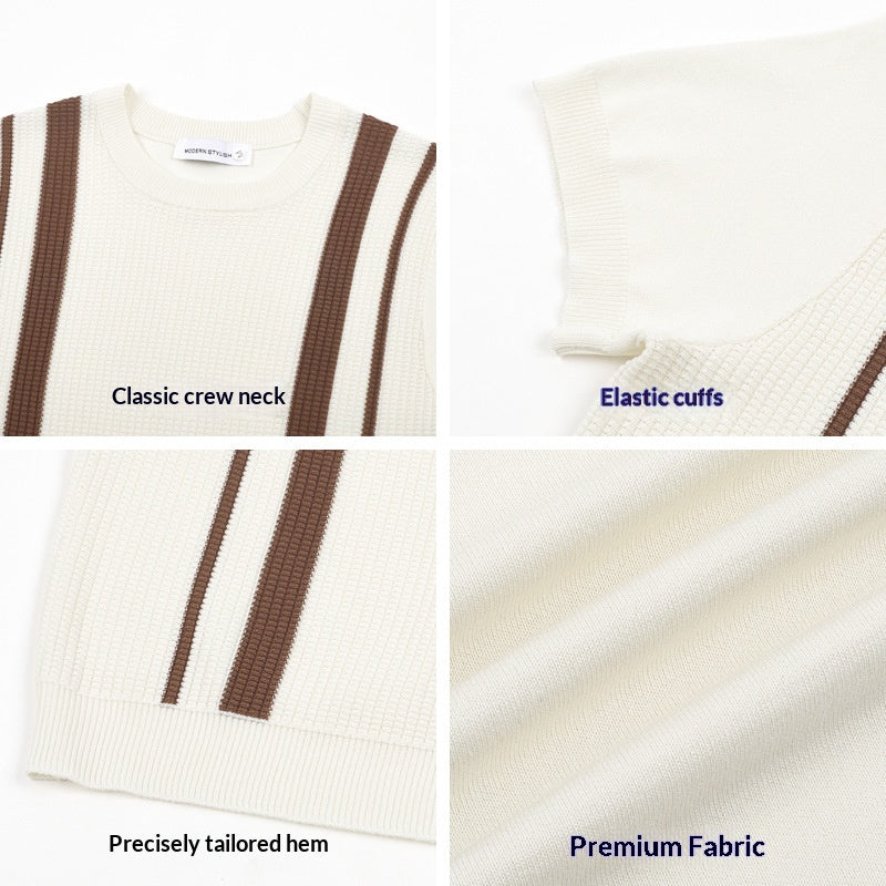 Hommes Ice-Silk Cool-Feld Crew-Neck Knitted Top