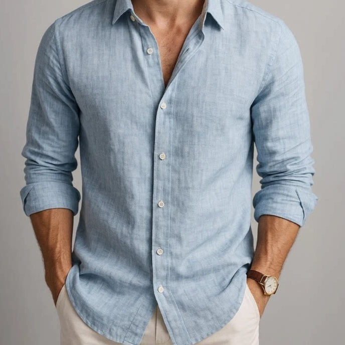 Élégant Solid-couleur manches longues Casual Top pour les hommes maintenant en vente