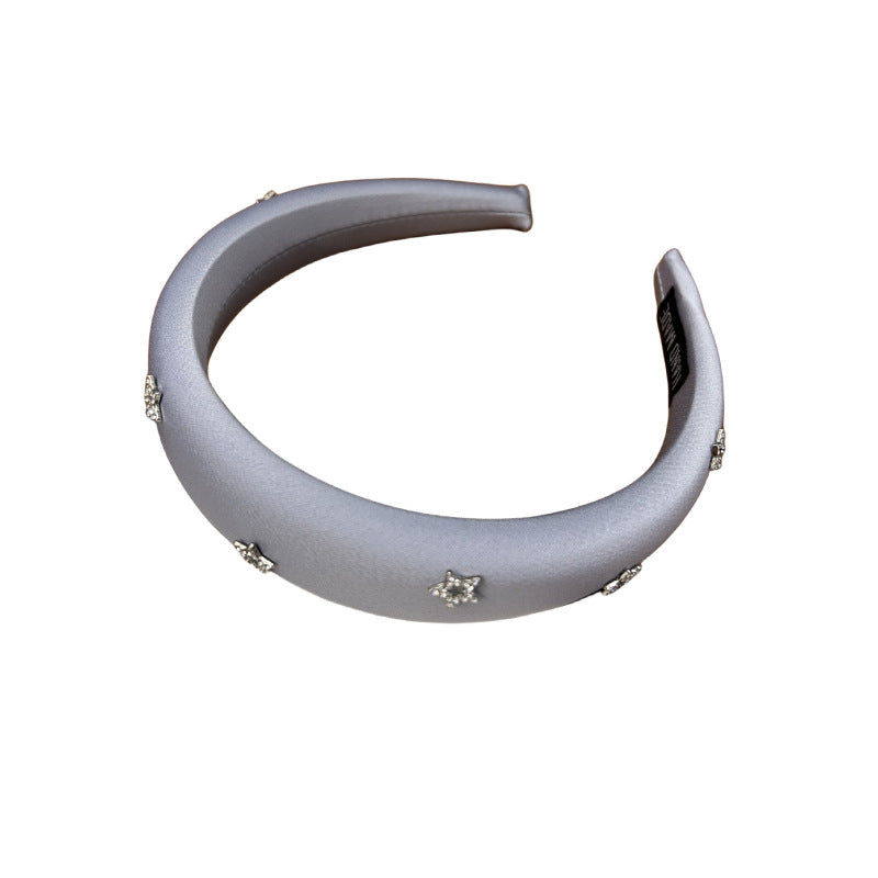 Bandeau pour femmes Haut bandeau de la Couronne avec strass étoilé Clip pour cheveux pour flyaways