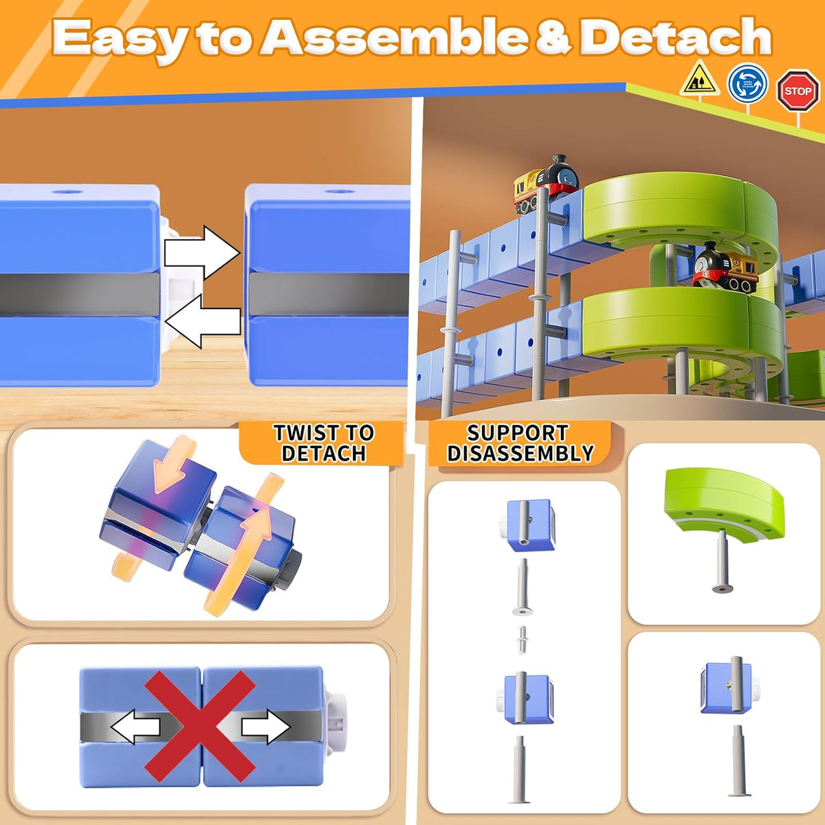 101-Piece Rechargeable Electric Train Track Set & DIY