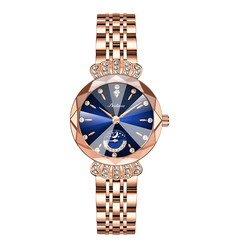 Femmes Diamant-embelli résistant à l'eau Bracelet en acier Casual Luxury Watch