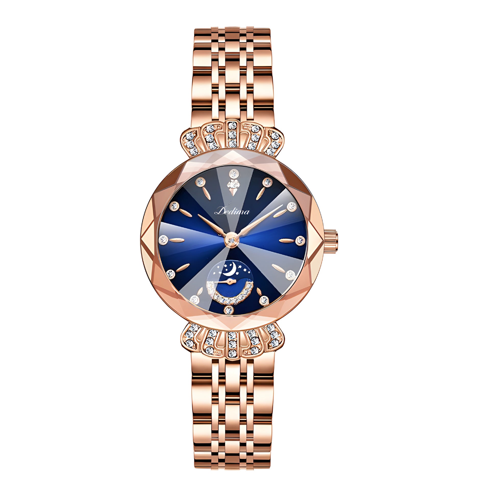 Femmes Diamant-embelli résistant à l'eau Bracelet en acier Casual Luxury Watch