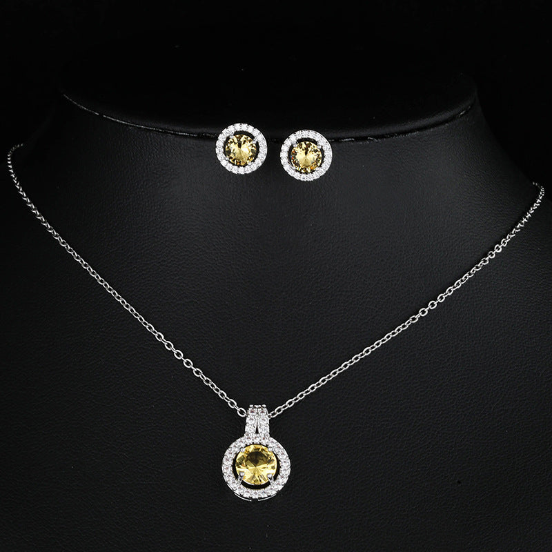 Ensemble de collier de disque Zircon deux pièces