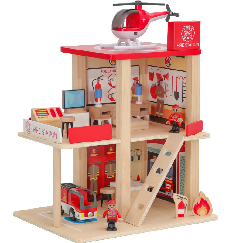 Scène de jeu de Puzzle de train en bois