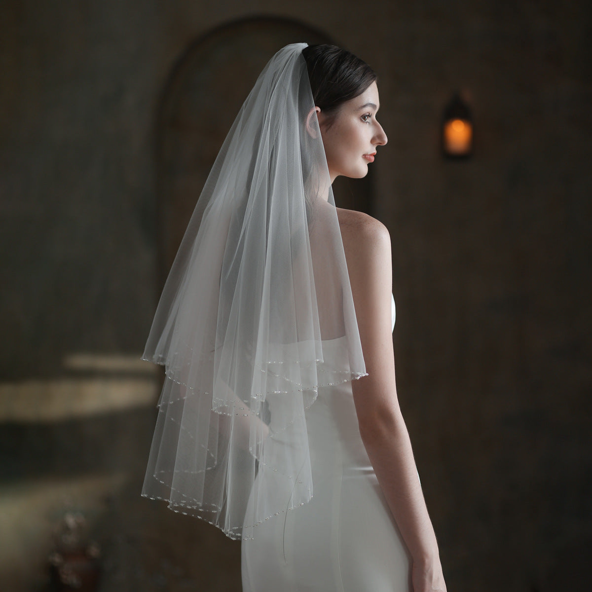 Exquis Voile de mariée de perles