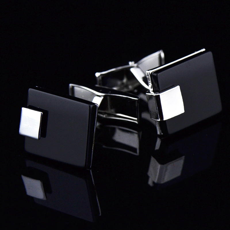Boutons de manchette Business Black Agate