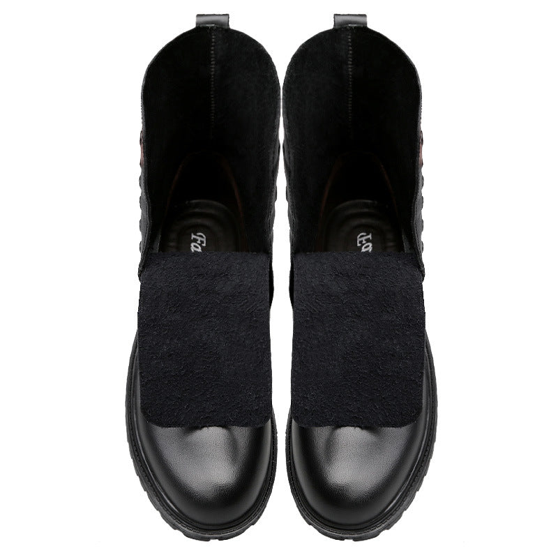 Bottes en cuir d'hiver de style britannique de style polaire pour hommes
