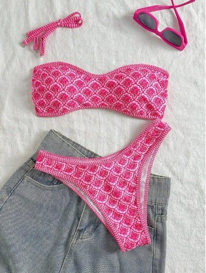 Maillot de bain en dentelle de couleur solide Bikini mode et sexy