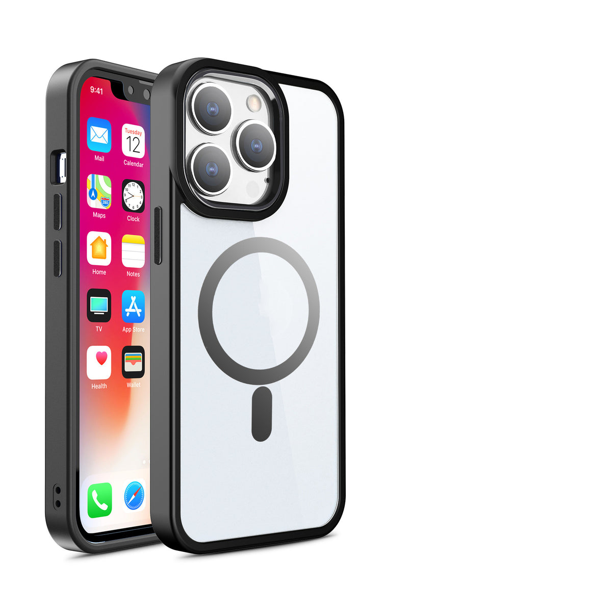 Boîtier magnétique Étui de protection pour téléphone transparent