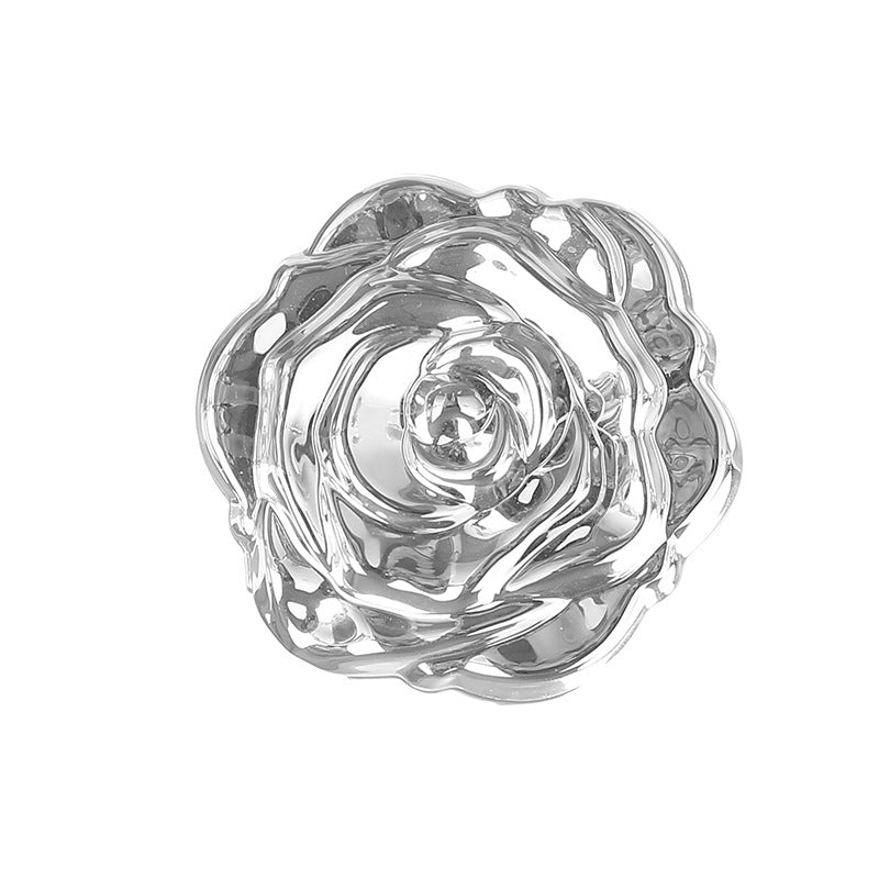 Miroir pliable portable avec motif rose électroplaqué