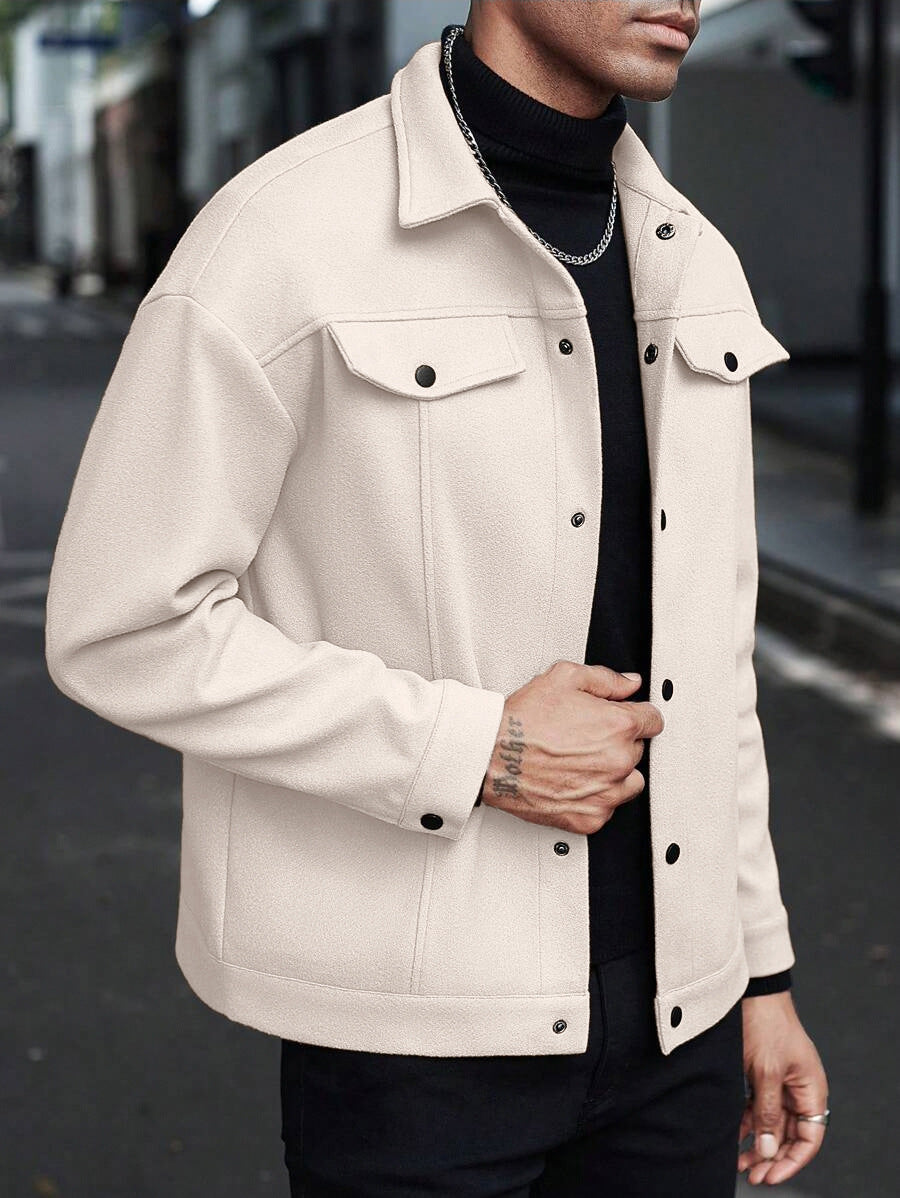 European And American Amazon Temu Autumn And Winter Style Homme Woolen Lapel Jacket Casual