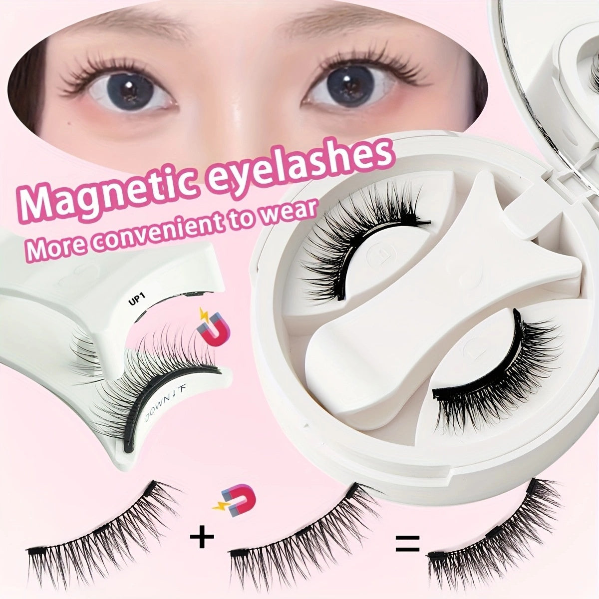 Aspiration magnétique Faux cils Porte savon intégré Sans colle Faux cils Épaisseur