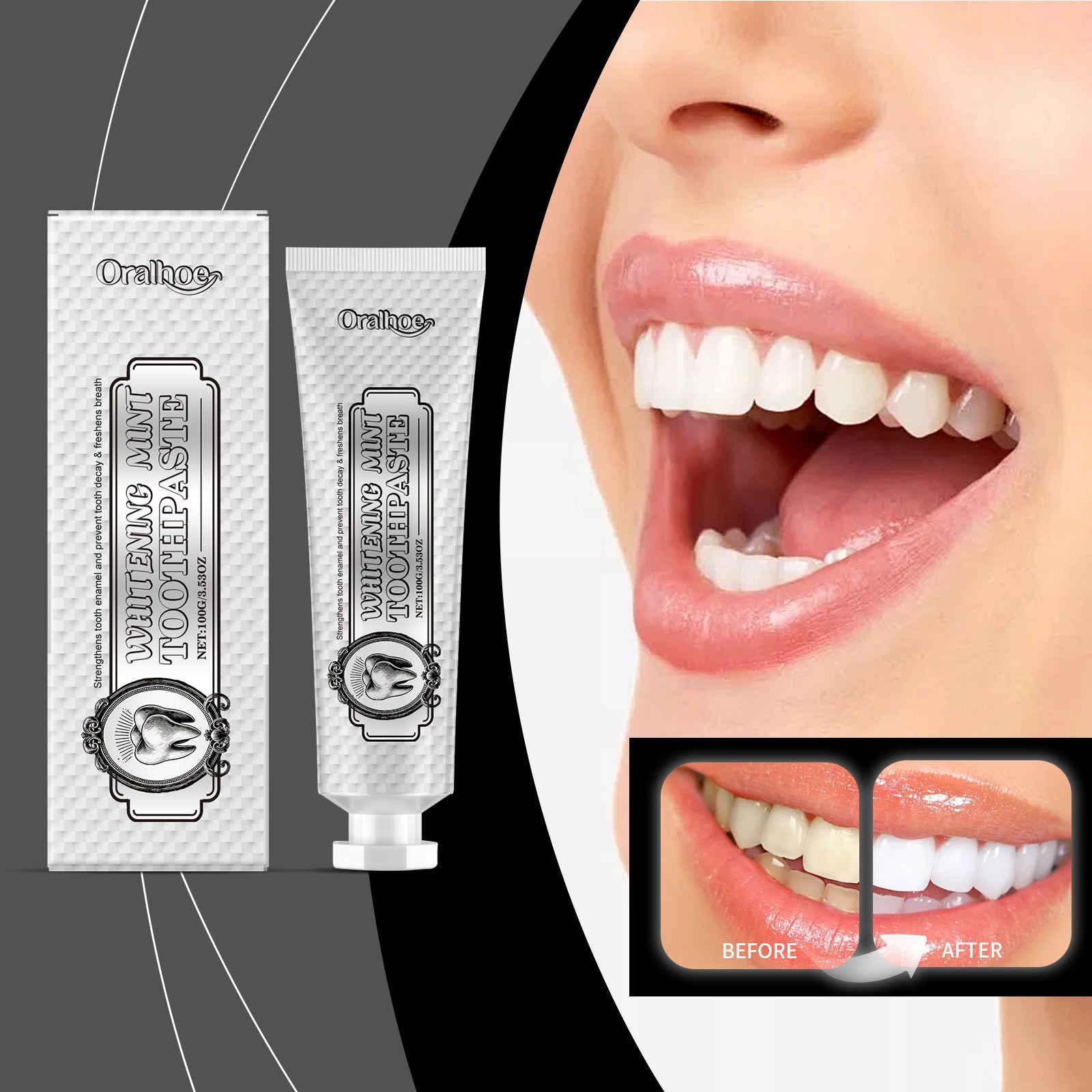 Dentifrice de resh blanc brillant à la menthe F 1 0 0g-box