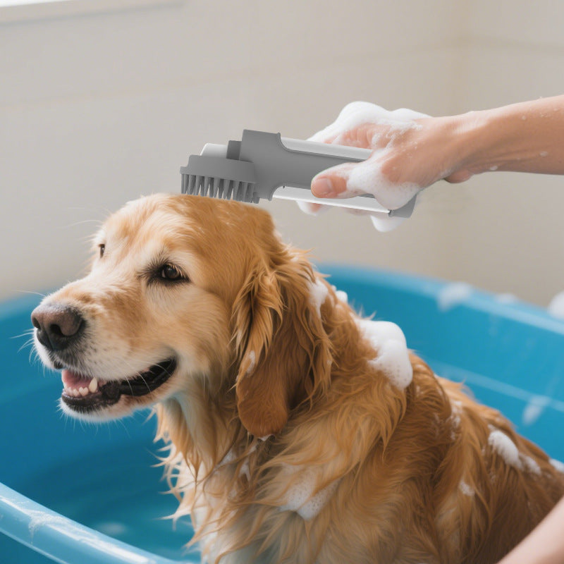 Brosse de bain pour animaux de compagnie Baignoire en mousse multifonctionnelle intégrée Silicone Brosse de bain à frotter Cat And Do