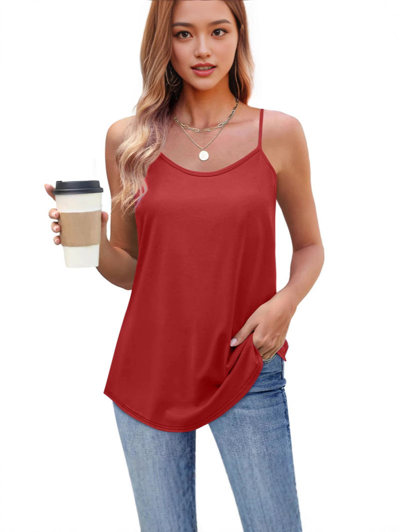Europe and America Amazon Summer Women's Milk Silk V-neck Adjustable Slim Shoulder Strap V