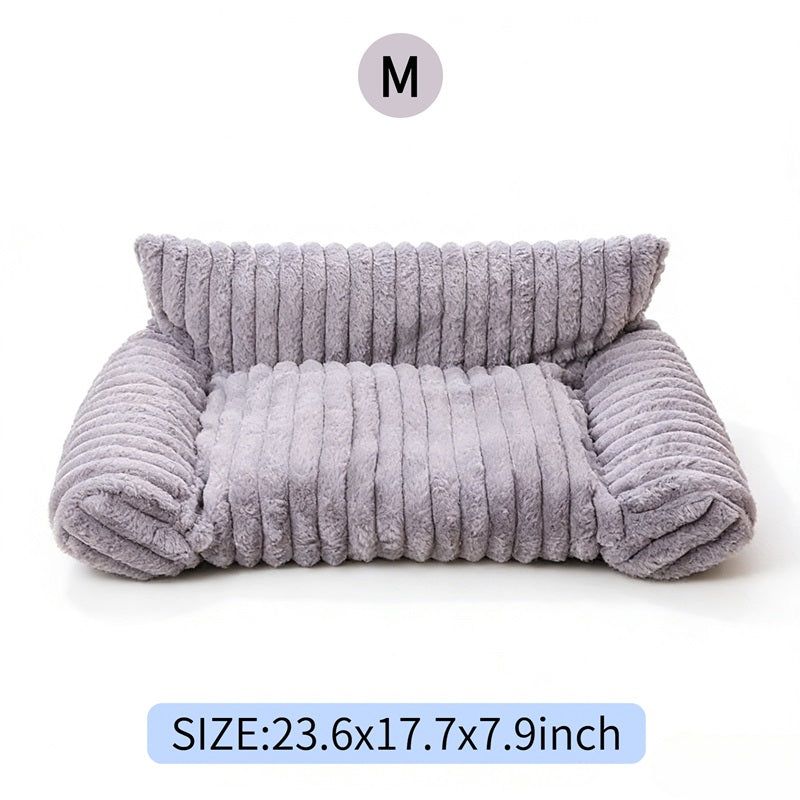 Mignon Couch Cat pour les animaux de compagnie - Lits de chat fluffy avec polaire Corduroy Premium