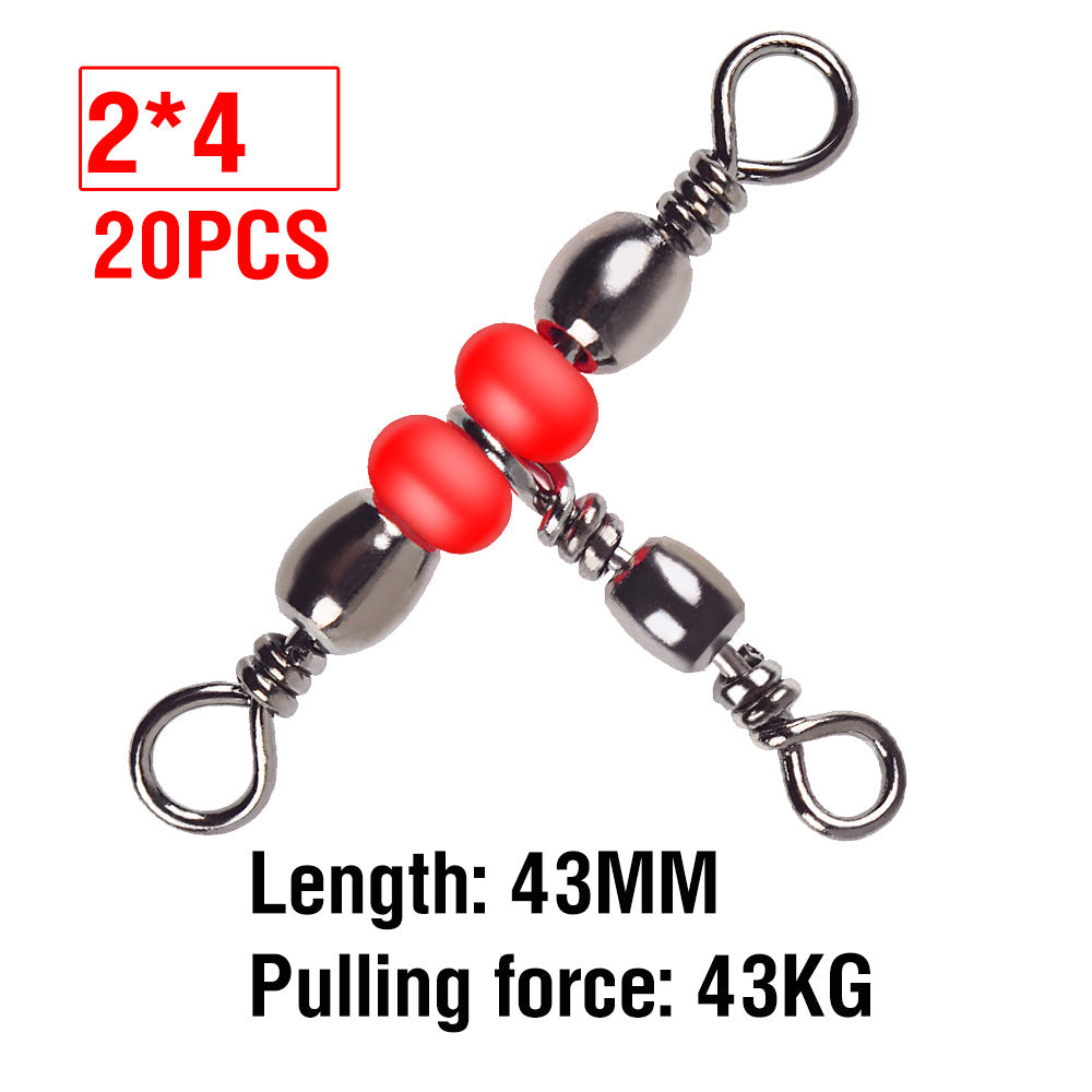 Perles rouges Triple pivotant T-Connector Accessoire de pêche Figurine-Eight pivotant Gadget de pêche