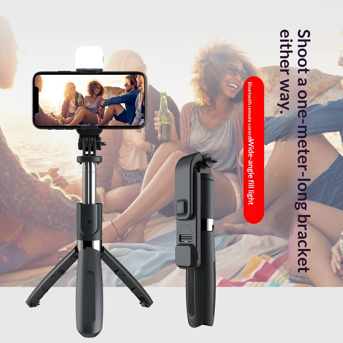 Bluetooth Trépied tout-en-un contrôlé à distance avec lumière de remplissage et Selfie St