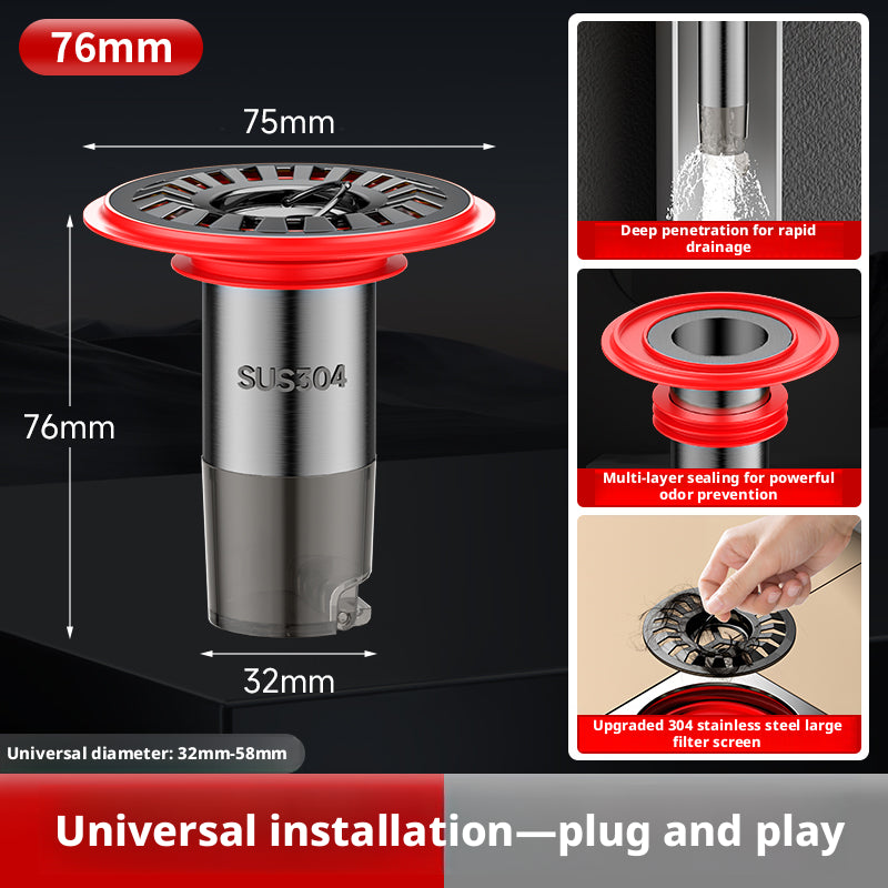 Déodorant drain-gun gris coquille rouge silicone anneau-304 acier inoxydable +ABS-1 pièce