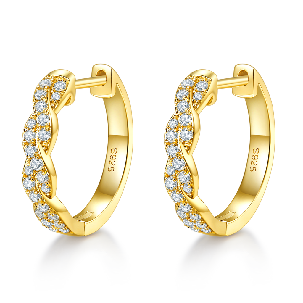 3.6g S925 Boucles d'oreilles en mossanite en argent sterling Boucles d'oreilles en boucles torsadées 17 mm avec GRA