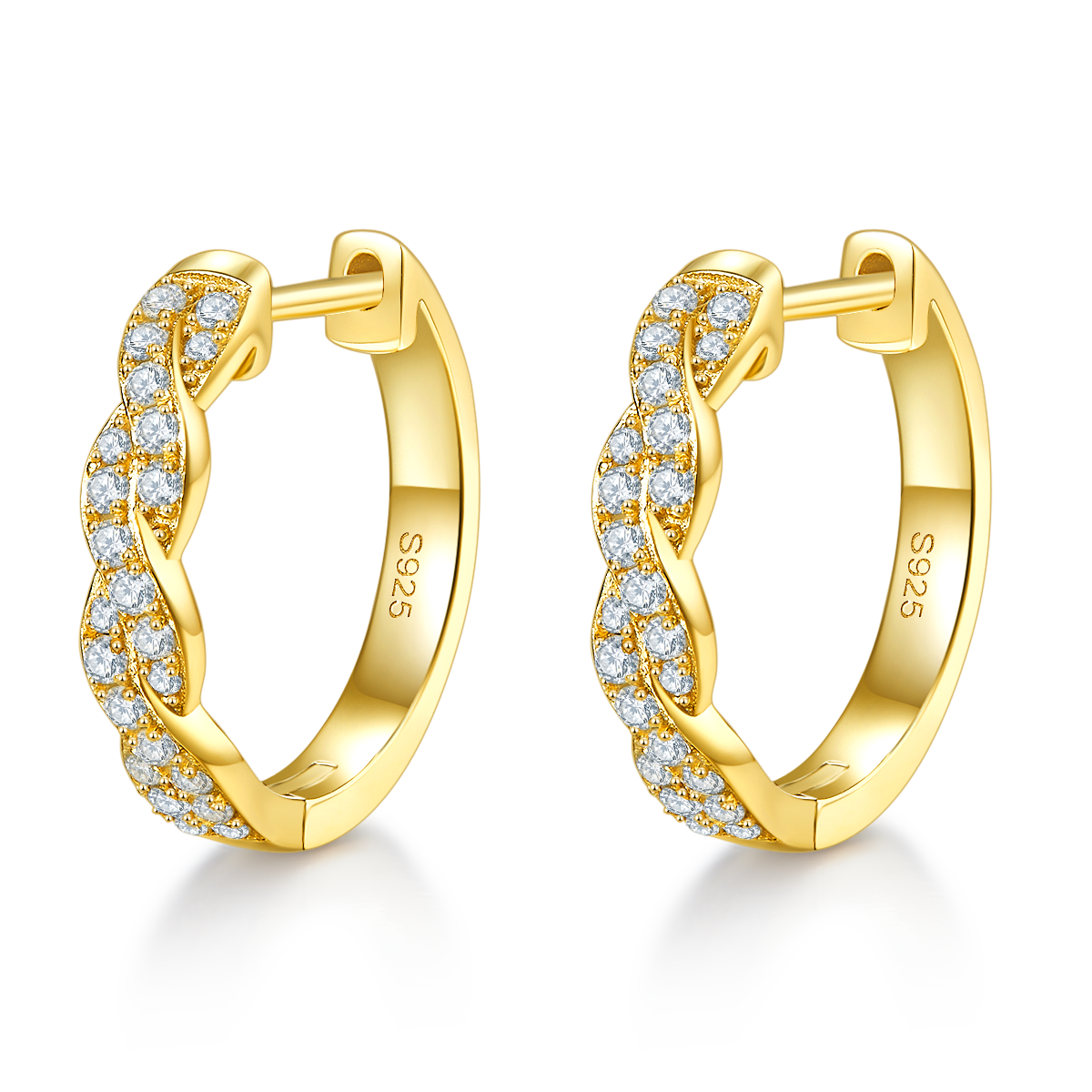 3.6g S925 Boucles d'oreilles en mossanite en argent sterling Boucles d'oreilles en boucles torsadées 17 mm avec GRA