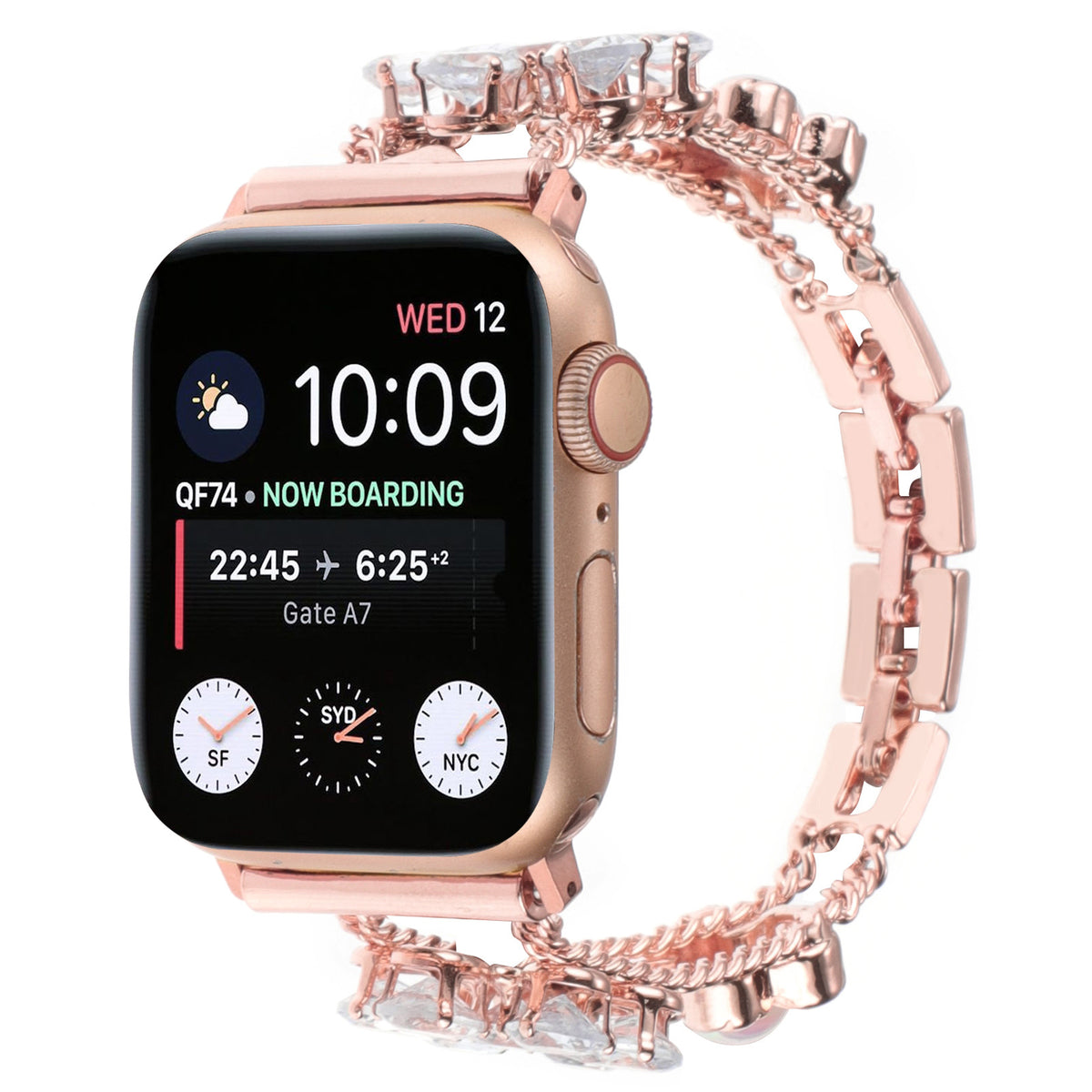 Bracelet de montre à six pétales à double chaîne