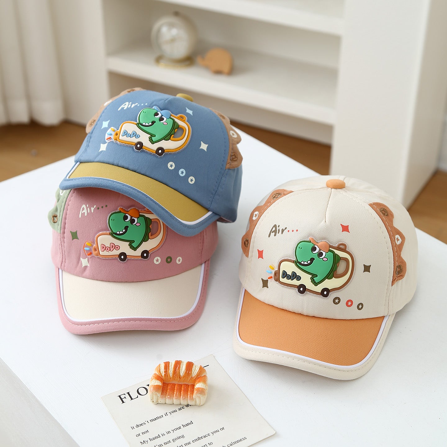 Voiture de dessin animé de style coréen Dinosaur Baby Mute Style Casquette de baseball avec haut doux