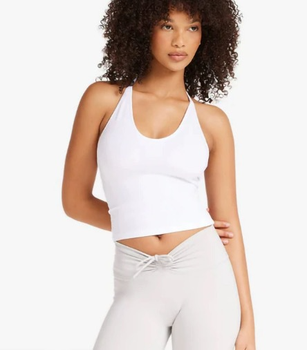 Outfit de yoga avec des tampons intégrés Halter Tank Top à haute hauteur Bare-Skin Quick-Dry Flared Workou
