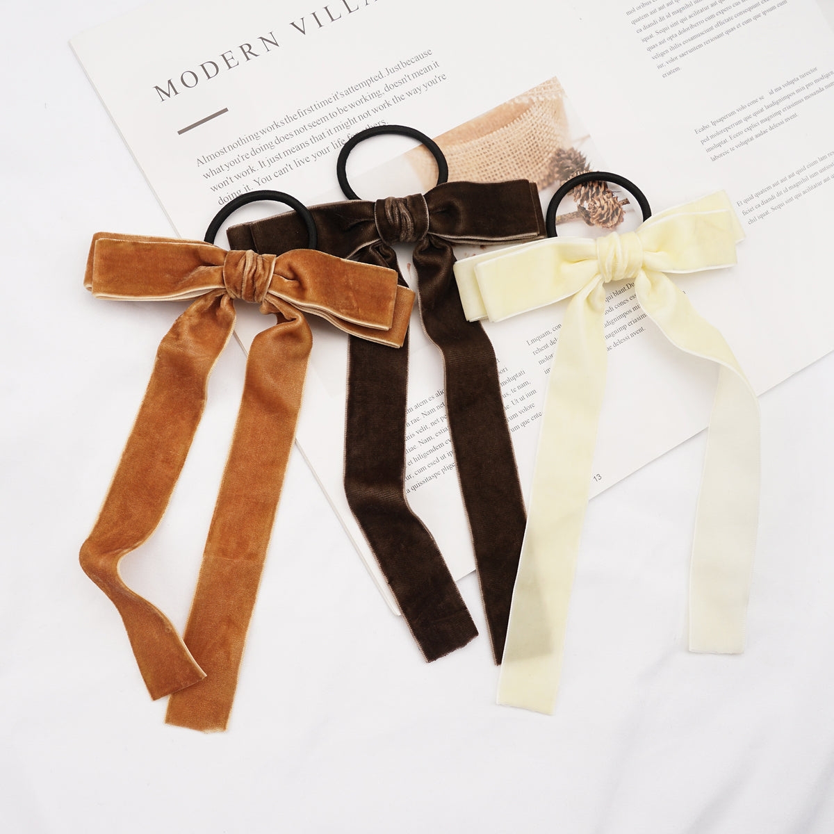 Velvet Bandeau Rubber Band Girl Bow Ribbon Cheval