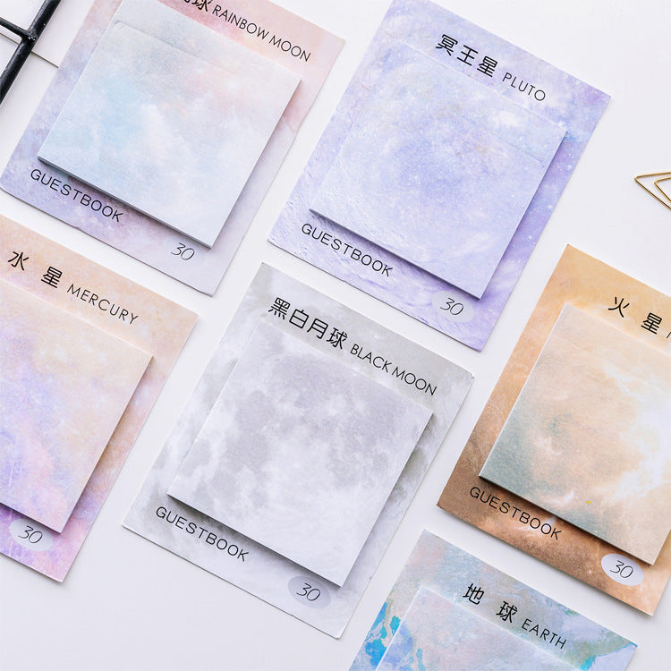 Carré Belle Planète Notes Sticky Tearable Peinture à l'huile Sticky Notepad