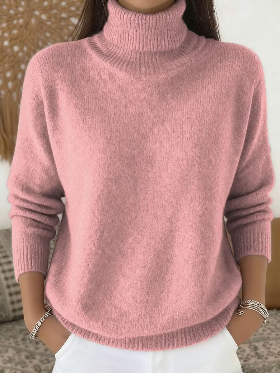 Fashion Ladies Solid Color Casual tricoté col tortue pullover