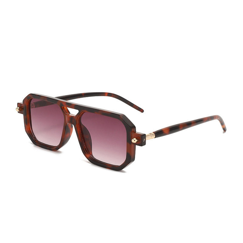 Lunettes de soleil à double pont Square-frame de style Street avec un Premium