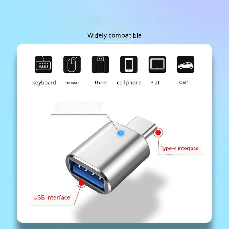 Type-c vers Usb30 USB avec indicateur léger téléphone mobile souris carte son carte de téléphone