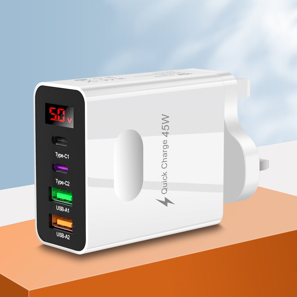 Chargeur de téléphone d'affichage numérique 2USB 2Type-c
