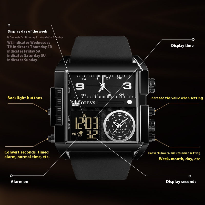 Multifonctionnel Sports Timing Mouvement Quartz Montre électronique