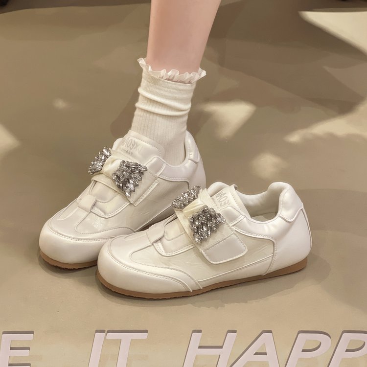 Femmes Coréenne Mode Strass Allemand Chaussures de formation Printemps Confortable Toe Rond Lightwe