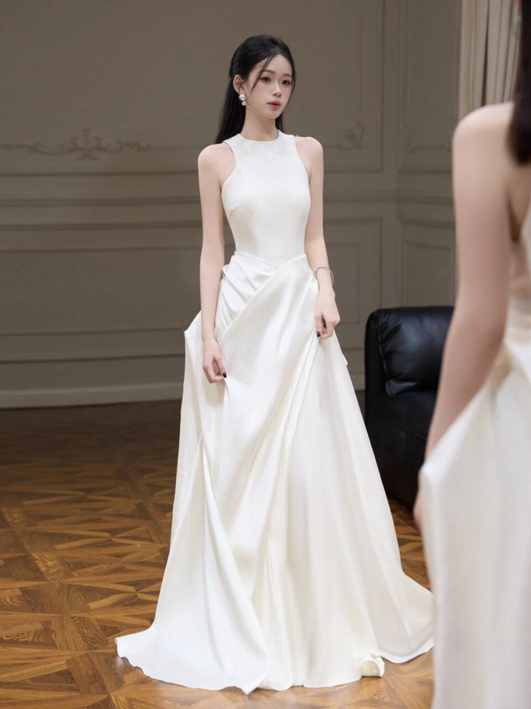 Robe de mariée légère sans pli de style français Chic et Luxe Satin