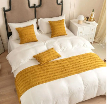 Drapeau de lit en coton de couleur solide Jacquard