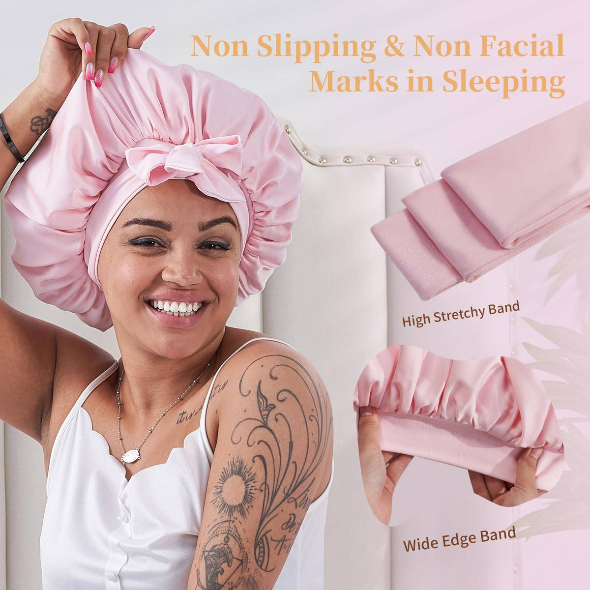 Silk Bonnet, Satin Hair Bonnet for Sleeping