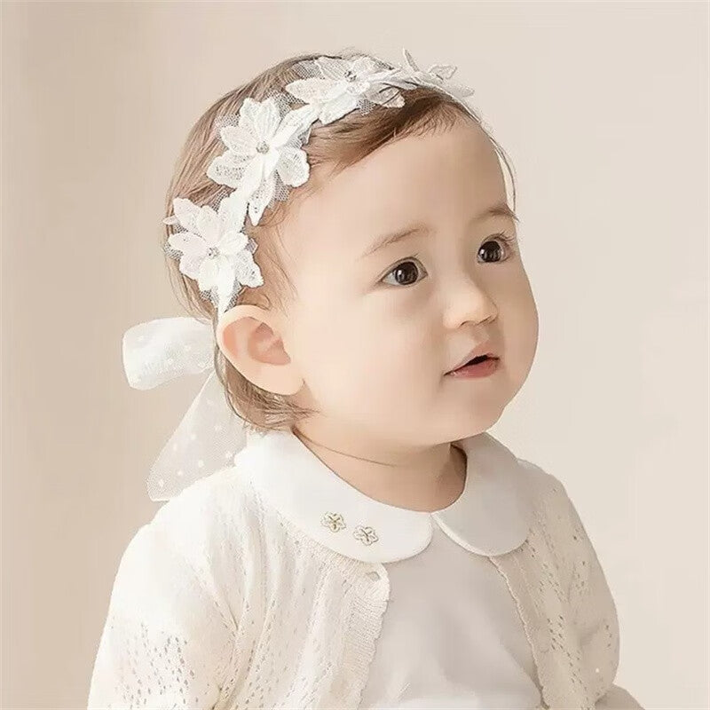 Bébé Filles Mignon Bow-noeud Bandeau de tête Soft Dentelle Bandeau de cheveux floral Nouveau-né Bébé Tout-petits Enfants