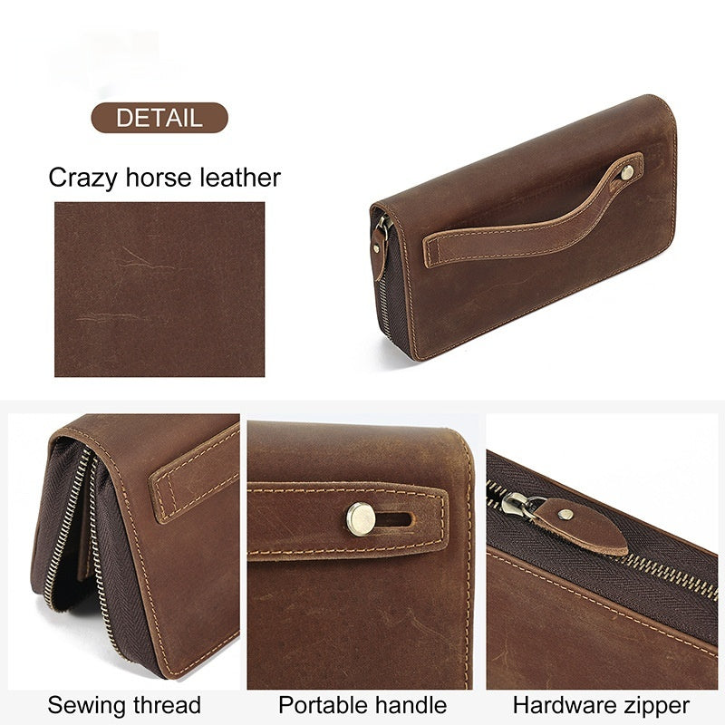 Portefeuille en cuir véritable long pour hommes