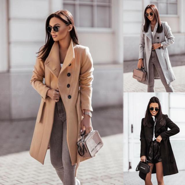 European And American Amazon Autumn And Winter Lapel Coat à tête unique