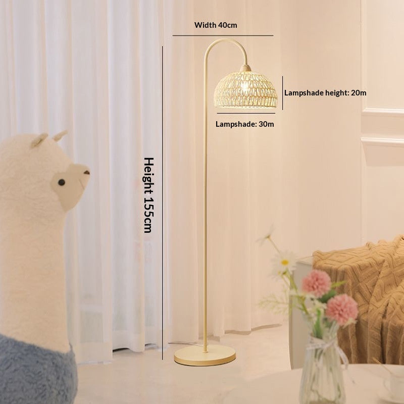 Wicker Floor Lamp for Living Room by the Sofa