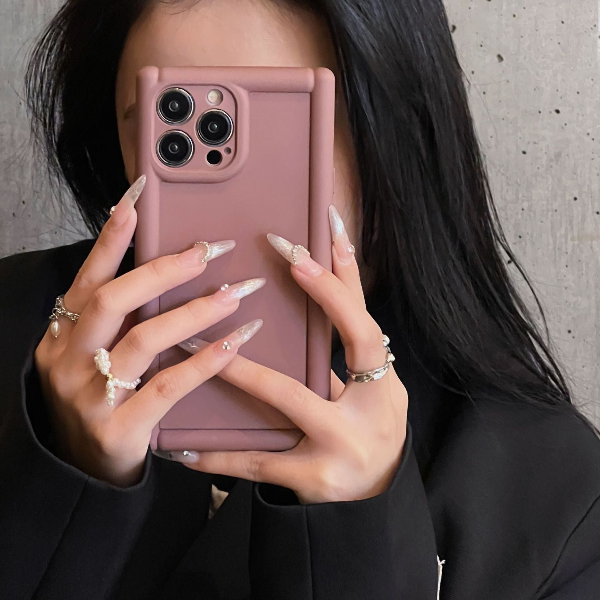 Skin Feeling Solid Color Phone Case Colonne romaine 14Pro Bracket Invisible tridimensionnel